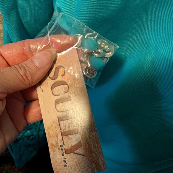 NWT Scully Turquoise Tool Embroidery Button Up Shirt - Picture 5 of 9